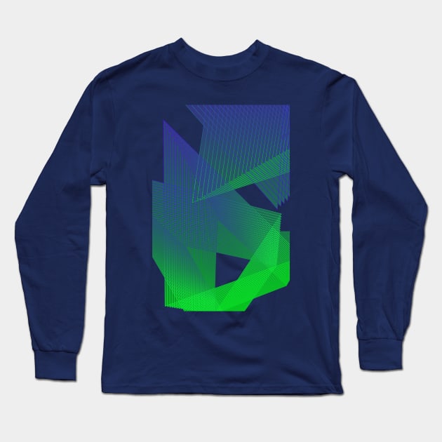 Blue green Geometric futuristic pattern Long Sleeve T-Shirt by soycarola